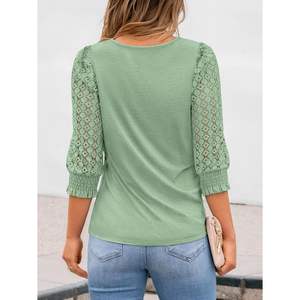 2025, camisetas de manga larga 3/4 para mujer, blusas informales elegantes de encaje y camisas de negocios, trajes de moda de verano, camisetas sin mangas 2025 - Product Image 2