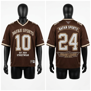เสื้อฟุตบอลโพลีเมช 180 GSM สีเบจดำ คอวี แบบสั่งทำพิเศษ พร้อมลายปักแบบ Sublimation Tackle Twill - Product Image 3