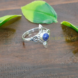 Anillo de lapislázuli natural, anillo de plata de ley 925 para mujer, anillo de piedra azul, anillo de promesa, joyería de lapislázuli - Product Image 2