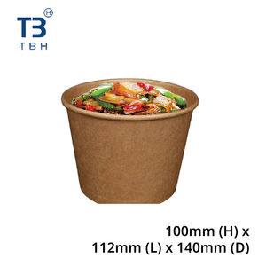 Excellent rapport qualité-prix, fournisseur malaisien, bol à salade en papier kraft avec couvercle, 1000cc, grand récipient alimentaire pour stand alimentaire, café, événement, fête, OEM - Product Image 2