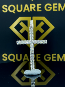 Colgante de Cruz Sagrada para Niños con Moissanita Brillante Tallada, Plata 925, Pasa Prueba de Diamante, Regalo de Cumpleaños, Joyería de Lujo Estilo Hip Hop - Product Image 1
