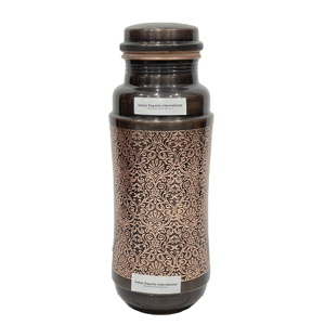 Botella de agua Jumbo de cobre puro con acabado antiguo de 1300ml para uso en exteriores. IEI 7 - Product Image 1