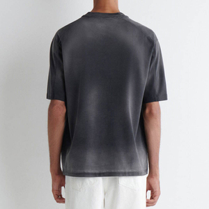 T-shirt décontracté pour homme, coupe classique, 100 % coton jersey, délavé à l'acide, couleur unie, col rond, manches courtes, avec logo sur le devant - Product Image 5