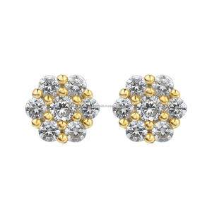 Magnifiques boucles d'oreilles clous en diamants de laboratoire, plaquées or, argent sterling 925, bijoux étincelants de qualité supérieure - Product Image 1