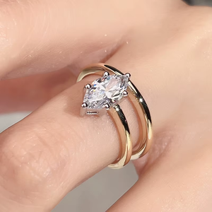 แหวนหมั้นเพชรทรงมาร์คีส์ทองคำแท้ 18K สำหรับผู้หญิง ได้รับการรับรองจาก GIA สไตล์คลาสสิก - Product Image 4