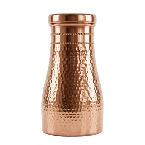 Luxury Antique Hammered Copper Bottle | Lacquer Coated High Gloss Finish <b>Pure</b> Copper Jug Eco-Friendly BPA Free Drinkware Bottle - Product Image 1