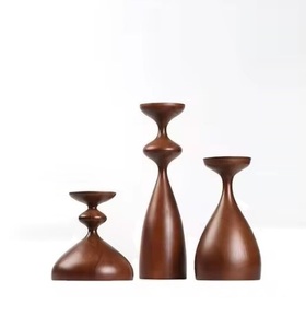 Porte-bougie en bois fait main au design classique, durable, pour la décoration intérieure et les centres de table de mariage - Product Image 5