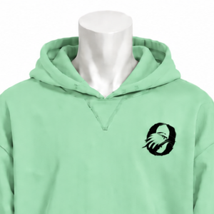<b>Mint</b> <b>Green</b> Embroidered Border Hoodie Oversized Pullover Sweatshirt Decorative Hem Cuffs Kangaroo Pocket Casual Streetwear <b>Top</b> - Product Image 3