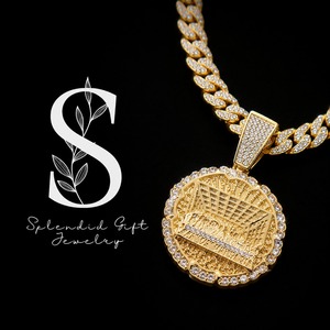 Collier pour homme, style européen et américain, tendance, hip-hop, avec pendentif rond serti de diamants, idéal pour les soirées - Product Image 1
