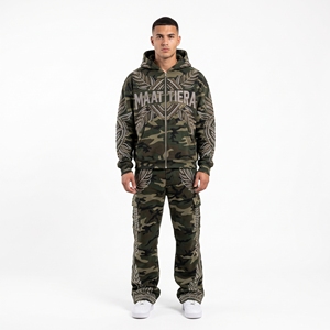 <b>Mens</b> <b>Camouflage</b> Tracksuit <b>Jacket</b> Pants Rhinestone Embroidery Custom Streetwear Sportswear Matching Set New - Product Image 3