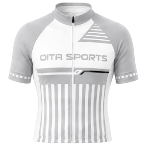 Maillot de Ciclismo de Manga Corta Gris Claro/Blanco con Cremallera Completa, Transpirable, de Secado Rápido, para Ciclismo de Carretera y Rendimiento Deportivo - Product Image 1