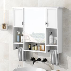 Moderno Armadietto da Bagno a Parete 35 X 28 con Specchio, Armadietto Portamedicinali e Portasciugamani - Product Image 2