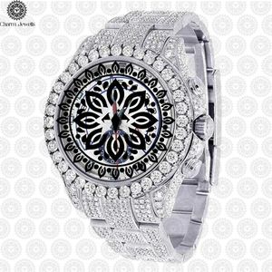 Charm Jewells Men's Luxury Stainless Steel Chronograph <b>Watch</b> 43mm Round Case Sapphire Crystal <b>Diamond</b> Bezel Mechanical Movement - Product Image 2