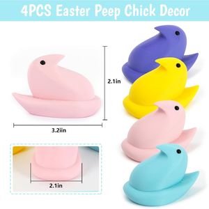 Figuras Decorativas de Pollitos de Pascua Coloridos, Juego de 4, para Decoración de Primavera <span class=keywords><strong>en</strong></span> Bandejas Escalonadas y Hogar - Product Image 3