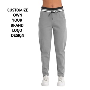 Atlético activo Beige pantalones de pierna ancha Loungewear cordón cintura aberturas laterales Flare bottom casual chándales Pantalones de mujer - Product Image 4