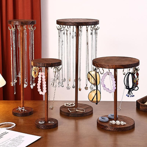 Expositor de Joyería de Madera Natural, Organizador de Múltiples Niveles para Collares, Pendientes, Pulseras y Anillos, para Tiendas de Joyería - Product Image 1