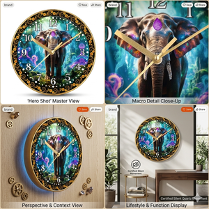 <b>Elephant</b> Design Personalized Printing Wall Clock for Traditional Home <b>Decor</b> - Product Image 2
