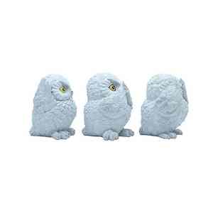 Décoration minimaliste pour la maison : sculpture ludique en céramique, figurine d'hibou sagesse artisanale (ne voir, ne entendre, ne parler que du bien) - Product Image 2