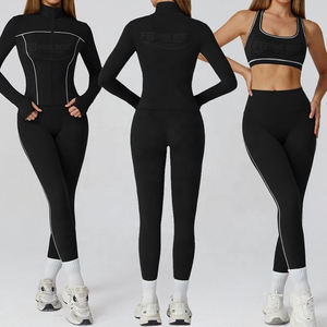 Conjunto Deportivo de 3/4 Piezas para Mujer, Ecológico, Transpirable, Pantalones de Cintura Alta con Cordón Ajustable de Spandex/Poliéster, Top Deportivo sin Mangas - Product Image 5