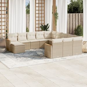 Grande divano da giardino in Rattan Beige PE con mobili da esterno Premium in acciaio verniciato a polvere - Product Image 1
