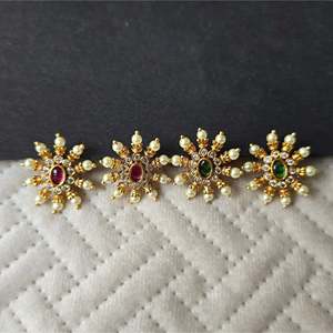 Vintage Huggie Earrings for Girls-18K Gold Plated Brass with Zircon Pearl & Diamond Accents - Product Image 1