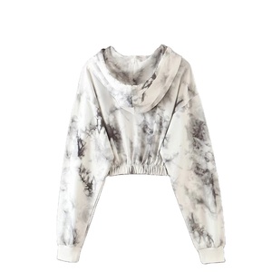 Meilleures ventes Sweats à capuche et sweat-shirts pour femmes Custom Splash Color Printed Ribbed Trim Casual Crop Hoodies à bas prix - Product Image 1