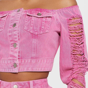 Denim <b>Shorts</b> Set Vintage Washed Shirt and <b>Shorts</b> Summer Casual 2 Piece Outfit Custom Logo - Product Image 6