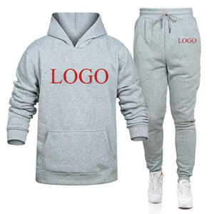 Unisex Hooded Tracksuit Set Cream Black Full Length Casual Cotton <b>Sweatshirt</b> Pants With Logo Heat Transfer Printing - Product Image 4