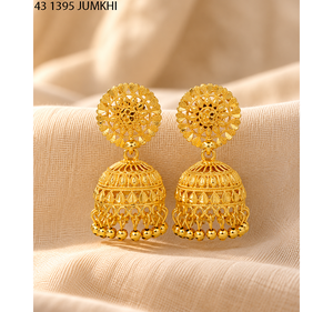 Wholesale Traditional Indian Gold Plated Floral Jhumka Earrings for Women <b>Wedding</b> Party Ethnic Drop Jewellery Manufacturer - Product Image 1