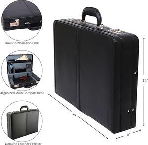 Mens <b>Briefcase</b> | Expandable Genuine Leather Attache <b>Briefcase</b> For Men | Dual Combination Lock Business Case - Product Image 5
