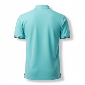 <b>Turquoise</b> Cotton Pique Polo <b>Shirt</b> Navy Trim Custom Logo OEM Manufacturer Wholesale Golf Casual Short Sleeve - Product Image 3