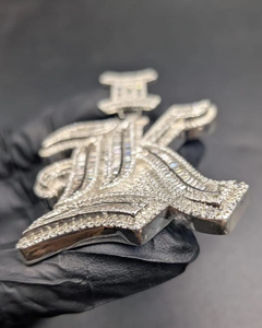 Moissanite Iced Out Gothic Winged <b>Initial</b> Pendant Hip Hop Luxury Statement <b>Necklace</b> Custom Streetwear Jewelry - Product Image 3