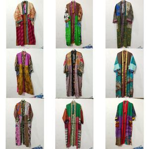 Kimono Largo de Seda con Estampado Floral para Ella, Vestido Boho para Estar en Casa, Vestido Largo, Kimono Vintage, Ropa de Dormir, Kimono de Seda para Dormir - Product Image 1