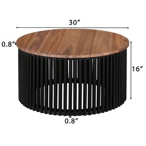 Mesa de Centro de Madera Maciza ACACIA en Color Natural y Negro - Product Image 5