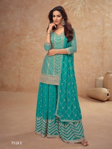 Chinon Sequence Embroidered Modern Readymade Salwar Kameez for Diwali Wedding & Prom (Free Size) - Product Image 4