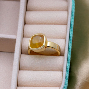 Natural Yellow Sapphire Panch Dhatu <b>Ring</b> Cushion Cut Bezel <b>Set</b> Handmade Gemstone <b>Ring</b> for Women <b>Men</b> - Product Image 5