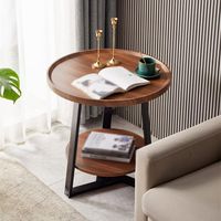 Table d'appoint ronde moderne en bois avec étagère de rangement et structure métallique, table d'appoint de canapé pour salon, fournisseur de meubles en gros en Inde