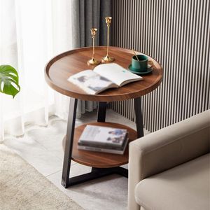 Table d'appoint ronde moderne en bois avec étagère de rangement et structure métallique, table d'appoint de canapé pour salon, fournisseur de meubles en gros en Inde - Product Image 5