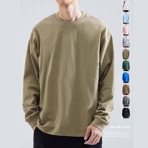 Camiseta de Jersey de Algodón Personalizada para Hombre, Manga Larga, Cuello Redondo, Color Morado, Corte Regular, Informal, Color Sólido, Tejido Liso Teñido, OEM - Product Image 1