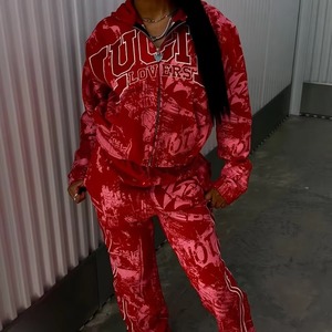 Custom <b>Camouflage</b> DTG All Over Print Zip Up Hoodie Sweatpants Set Oversized Mens Camo Tracksuit OEM ODM - Product Image 2