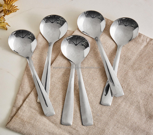 Ensemble de cuillères et fourchettes à long manche en acier inoxydable finition miroir de luxe |   Couverts de fête antidérapants de qualité alimentaire, compatibles lave-vaisselle - Product Image 1