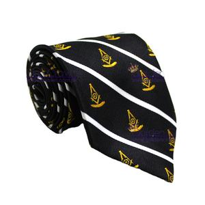 Masonic <b>Tie</b> Past Master Logo Men Necktie <b>Striped</b> Lodge Fraternity Freemason - Product Image 1