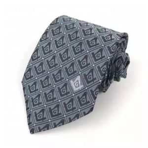 Corbata Masónica de Seda Negra con Bordado Dorado de Escuadra y Compás - Corbata para Rito Masónico - Product Image 3