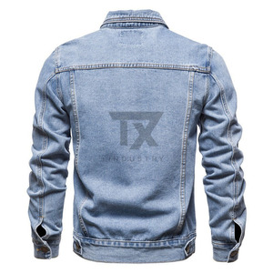 Veste en jean pour homme d'hiver, 100% coton, confortable, design slim décontracté, coupe-vent, respirante, boutonnée devant - Product Image 2