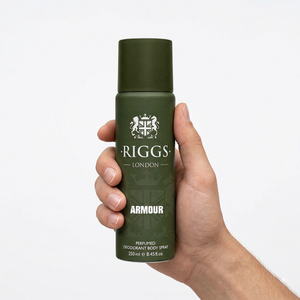 Desodorante en Aerosol Riggs London Body Spray Armour 250ml con Frambuesa y Bergamota para Hombre - Product Image 4