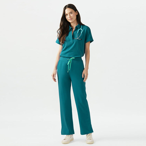 Women's Hospital <b>Scrub</b> Uniforms Spandex/Cotton Worsted Fabric Breathable High Quality Custom Logo Needle Detection <b>Scrub</b> <b>Sets</b> - Product Image 1