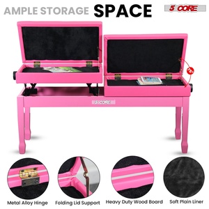 5 Core Duet Piano <b>Bench</b> 3.5 Inch Padded <b>Cushioned</b> Stool Wooden Heavy Duty Musician Chair w Storage - Product Image 4