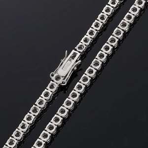 RB Gems <b>Iced</b> <b>Out</b> Round Cut Moissanite Hip Hop Tennis <b>Chain</b> Necklace Rhodium Plated Unisex 925 Sterling Silver - Product Image 3