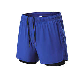 OEM Men's Fitness Training 2-in-1 Sports Shorts with Double-<b>Layer</b> Pockets Elastic Waist Anti-Wrinkle 100% Polyester - Product Image 6