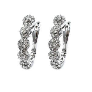 Bijoux en gros Design élégant Top qualité 18k solide or blanc véritable diamant rond détaillé boucles d'oreilles pour fille - Product Image 1